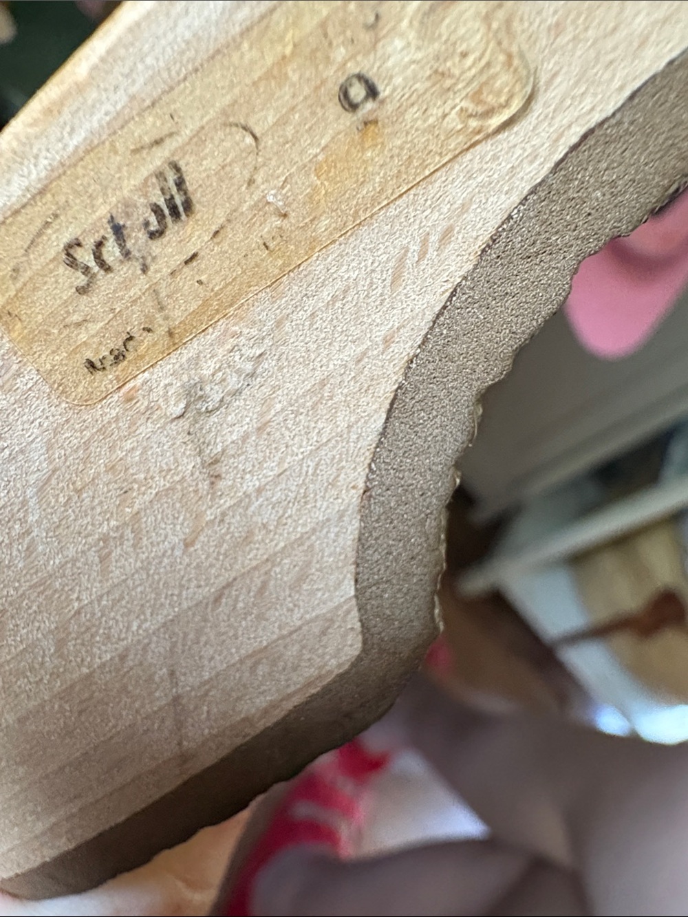 Dr. Scholl's wooden Red Leather Slide Sandals with Buckle - Picture 7 of 8